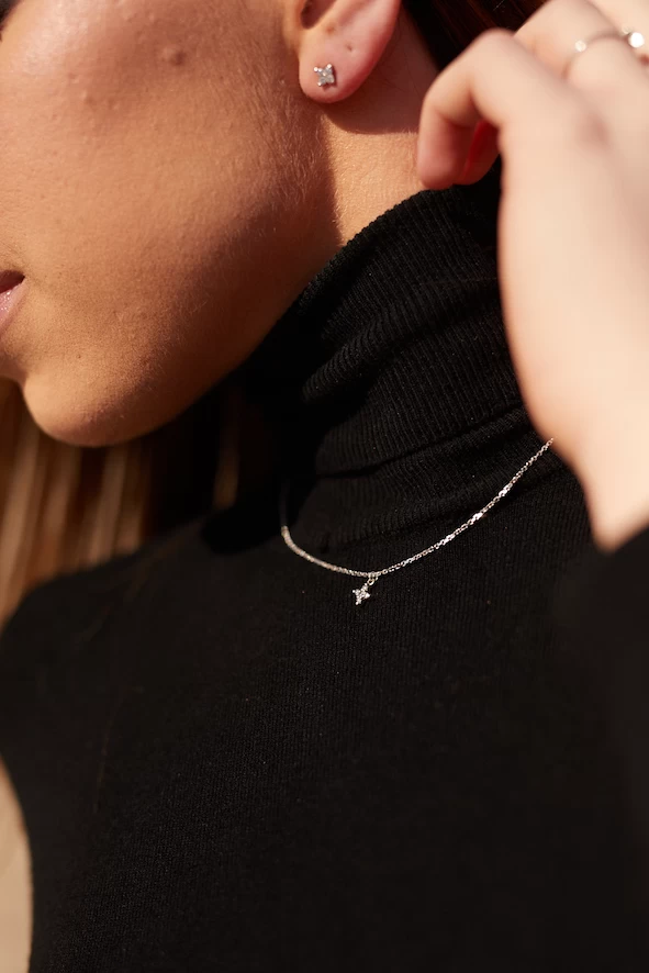 Cirkónia Féldrágakő Csillag  Vörös Arany Nyaklánc