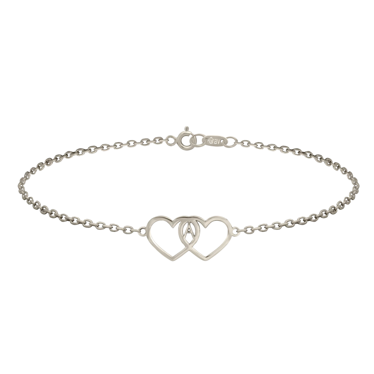 Dupla Kontúr Szív Betűvel Fehér Arany 14K Karkötő