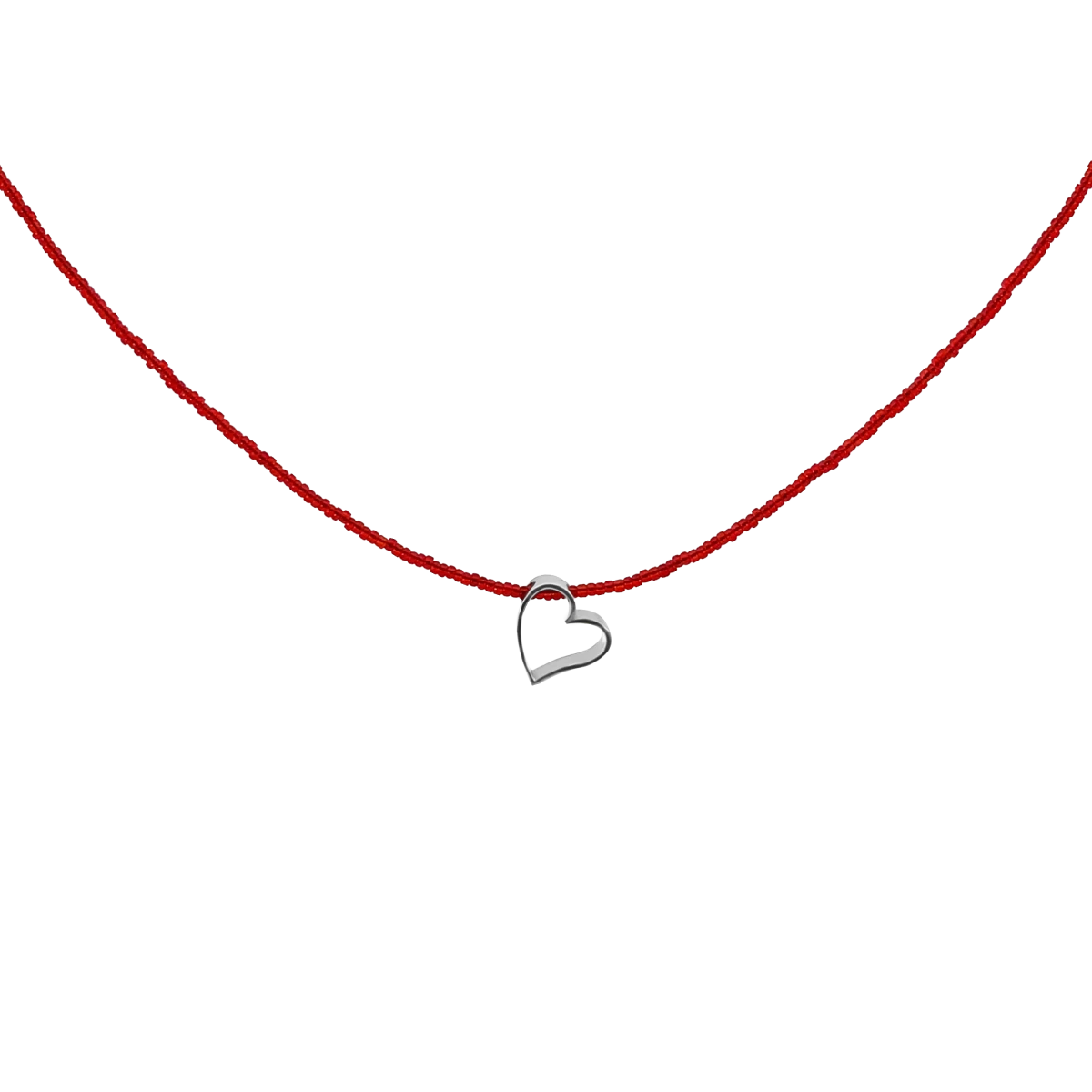 Piros Design Gyöngy Amorf Szív Medállal Ezüst 925 Nyaklánc
