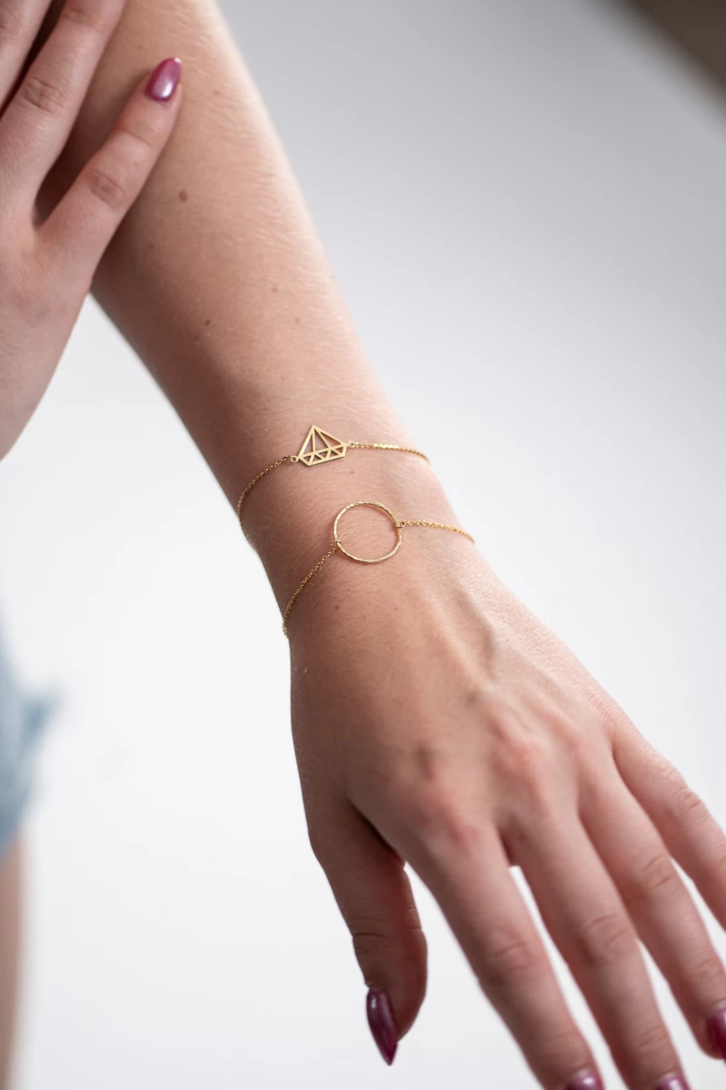 Kis Kontúr Kör Sárga Arany 14K Karkötő