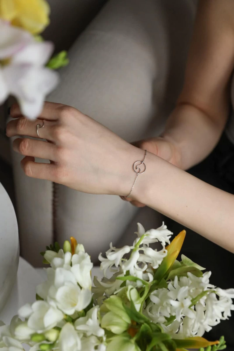 Hullám Fehér Arany 14K Karkötő