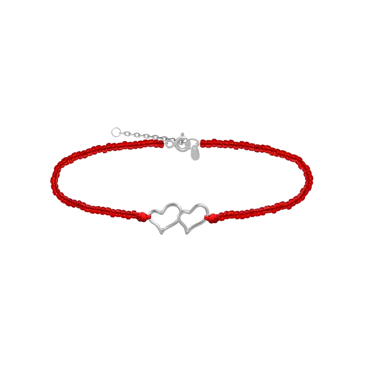 Piros Design Gyöngy Kontúr Belle Szív Medállal Ezüst 925 Karkötő