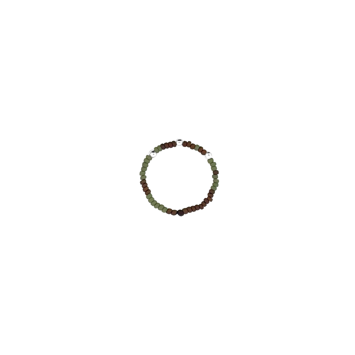 Barna És Zöld Design Gyöngy Ezüst 925 Gyűrű