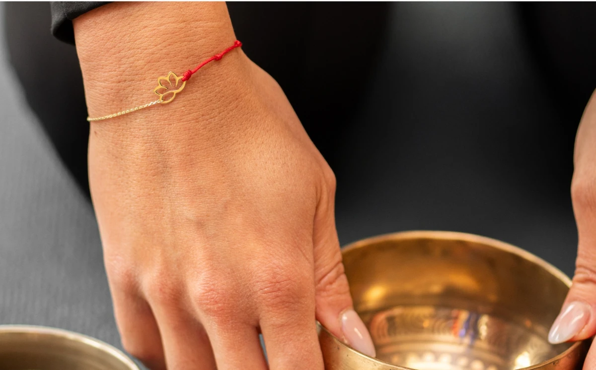 Lótusz Kabbala Fehér Arany 14K Karkötő