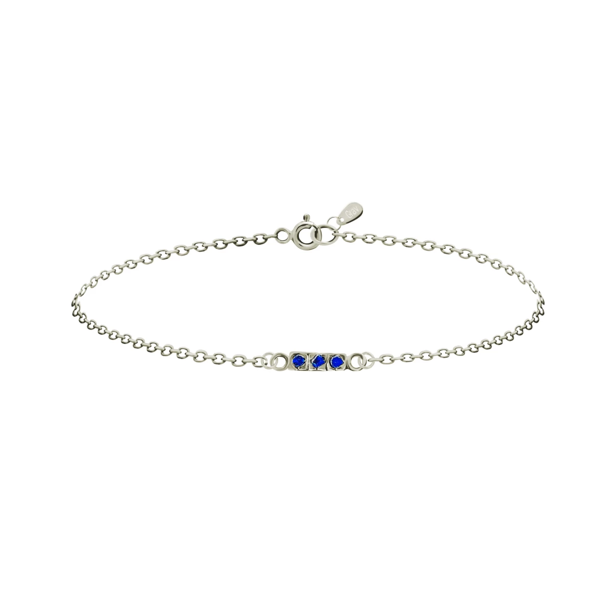 3 Kék Cirkónia Féldrágaköves Fehér Arany 14K Karkötő