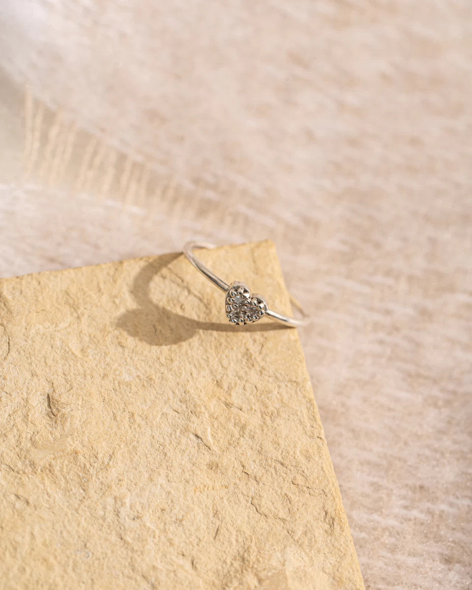 Cirkónia Féldrágakő Szív Fehér Arany 14K Gyűrű