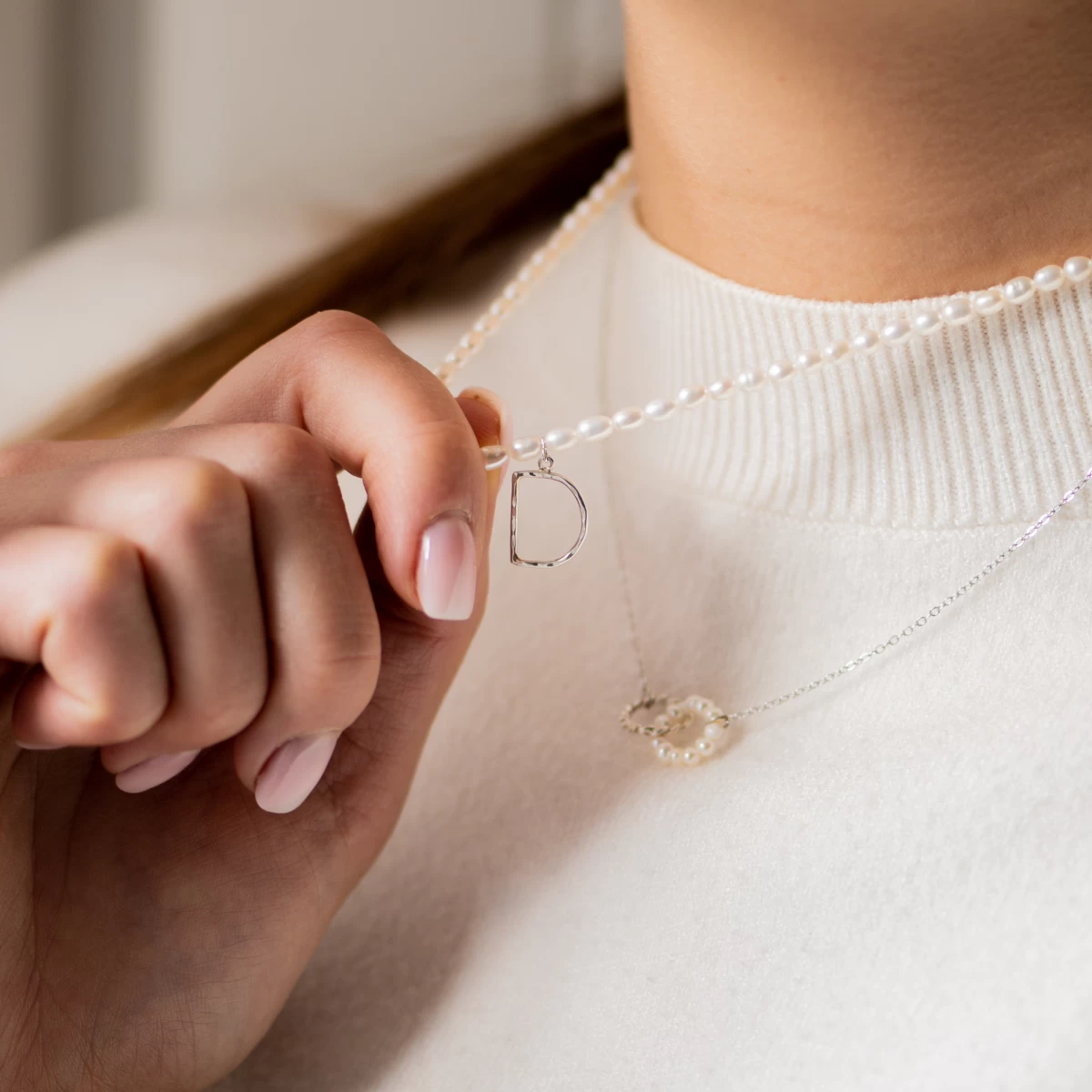 Nolita Kör és Fehér Édesvízi Gyöngy Kör Sárga Arany 14K Nyaklánc