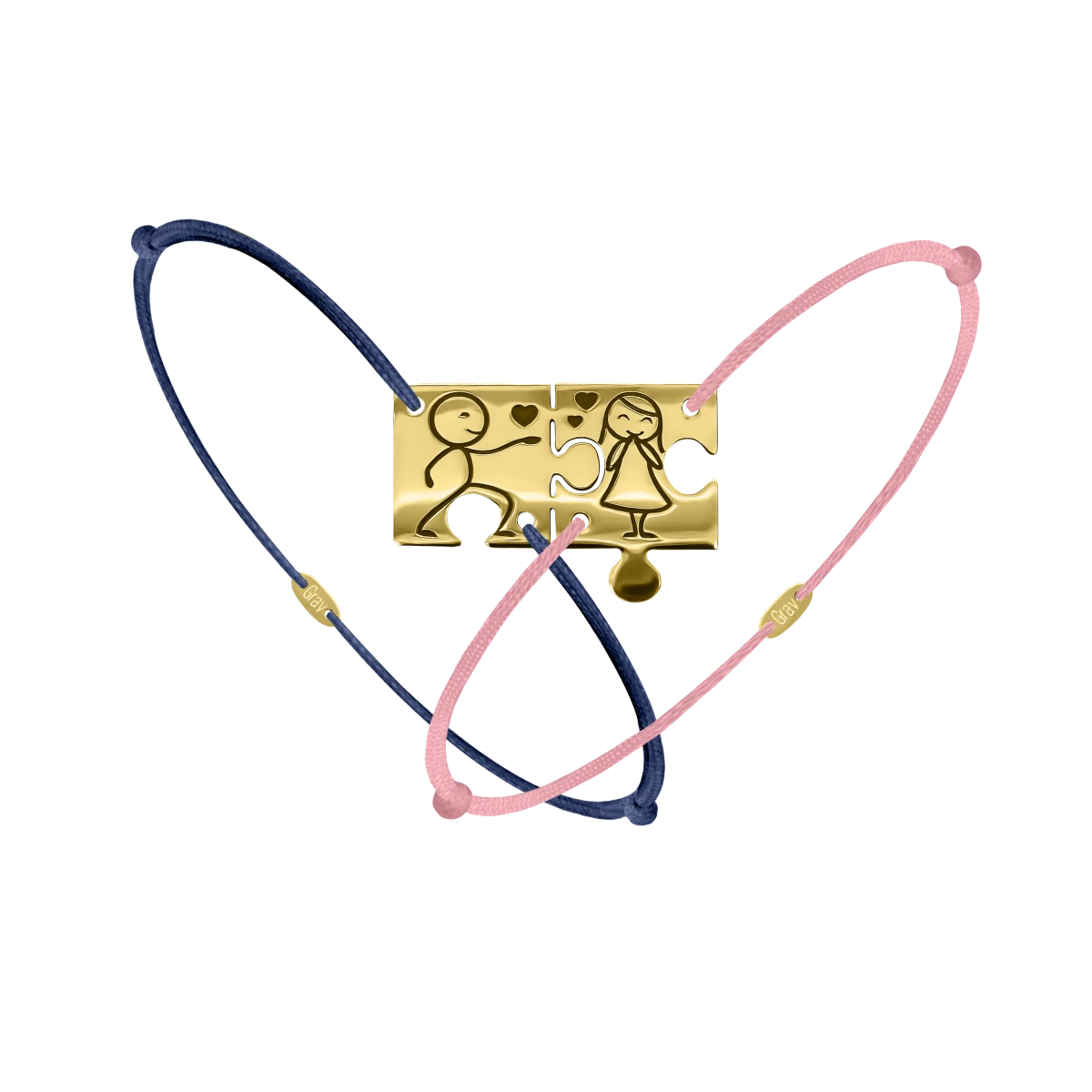Szerelmes Pár Puzzle Sárga Arany 14K Páros Karkötő