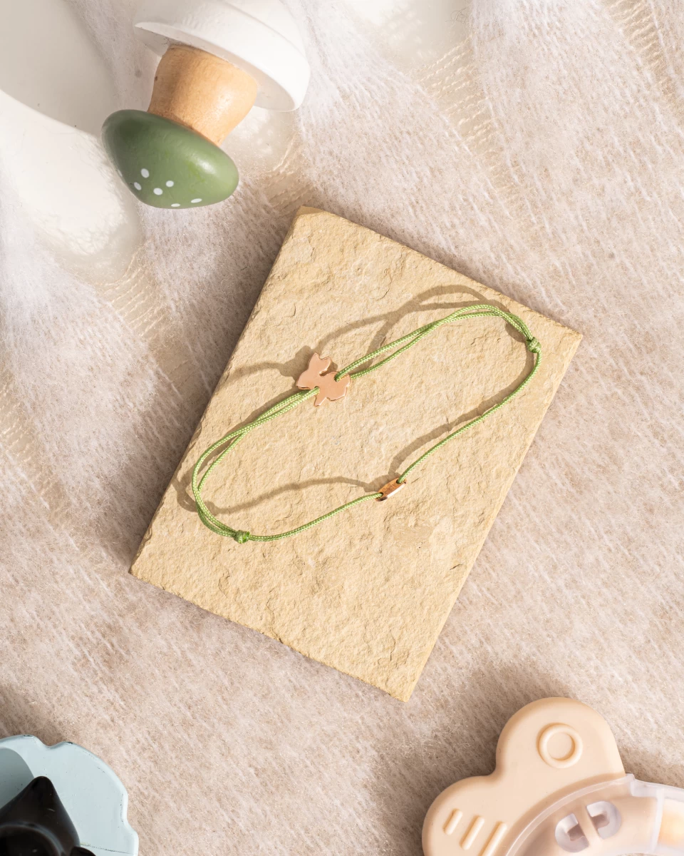 Nyuszi Baby Fehér Arany 14K Fonalas Karkötő