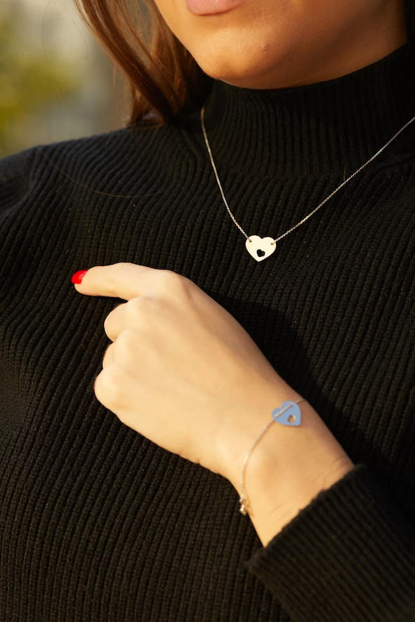 Szívben Szív Fehér Arany Nyaklánc