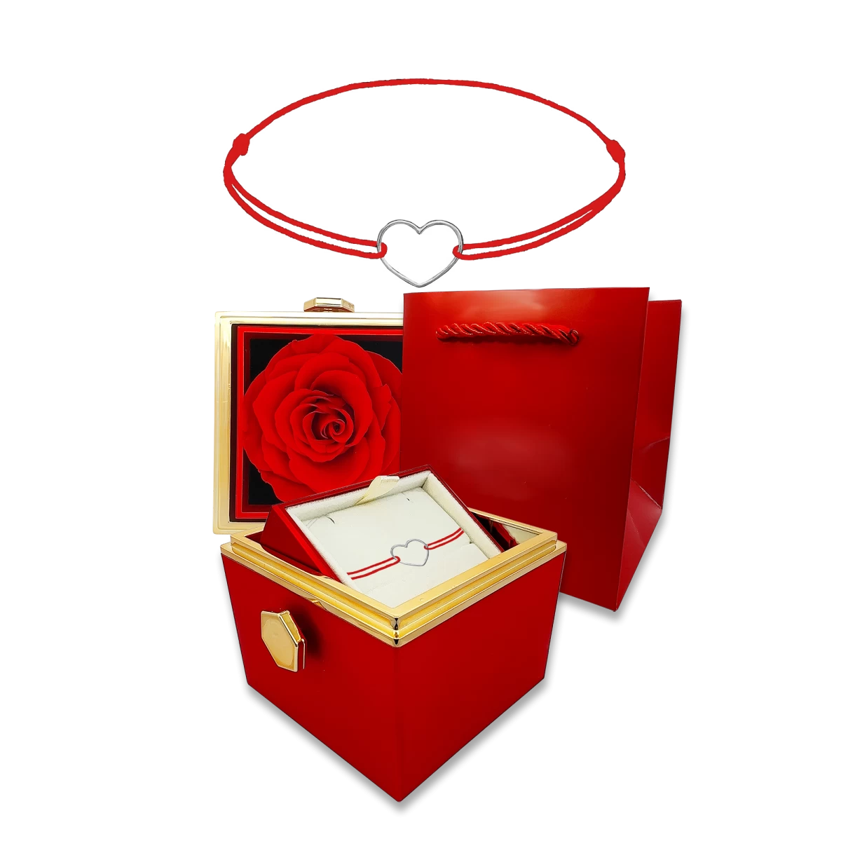 Kontúr Szív Medál Örök Rózsával Ezüst 925 Fonalas Karkötő