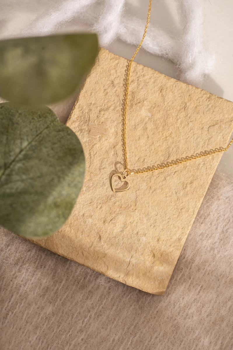 Kontúr Baba Szív Fehér Arany 14K Nyaklánc