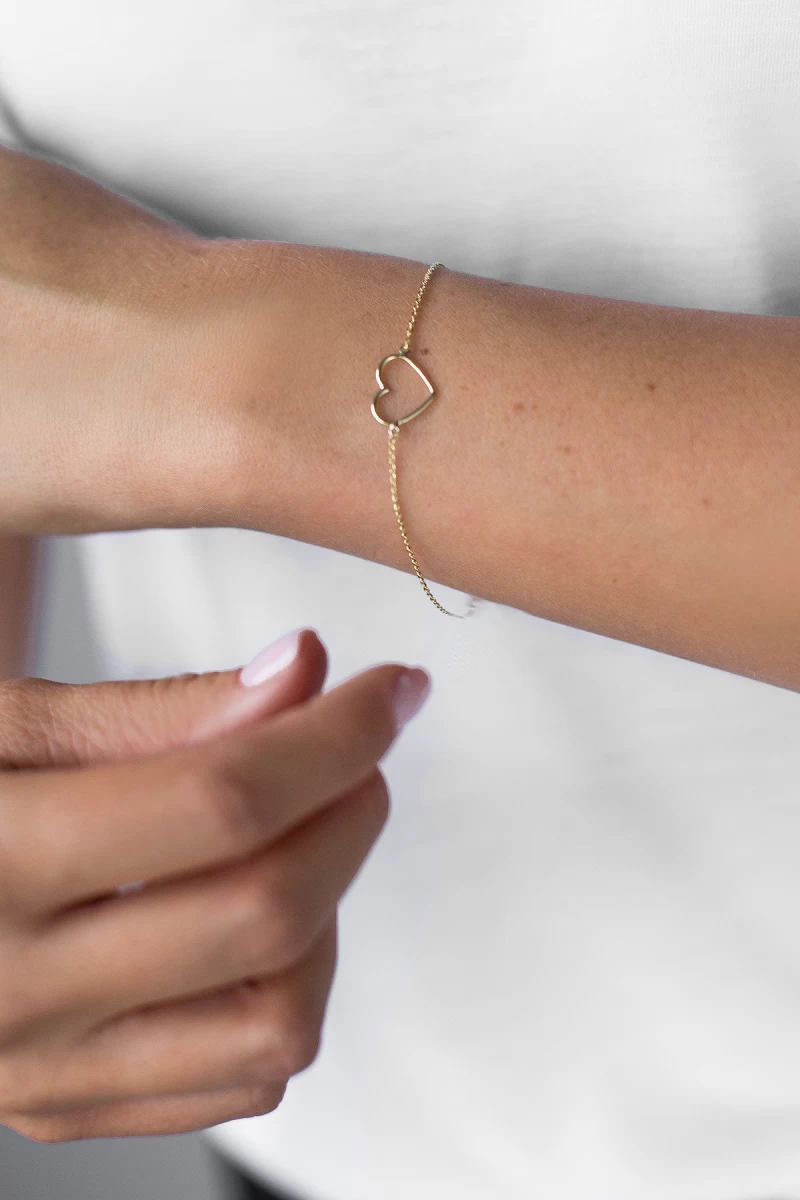 Kontúr Szív Vörös Arany Karkötő