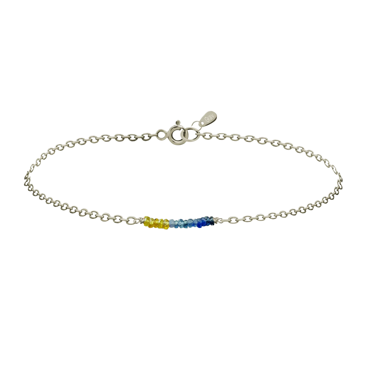 Sárga És Kék Zafír Fehér Arany 14K Karkötő