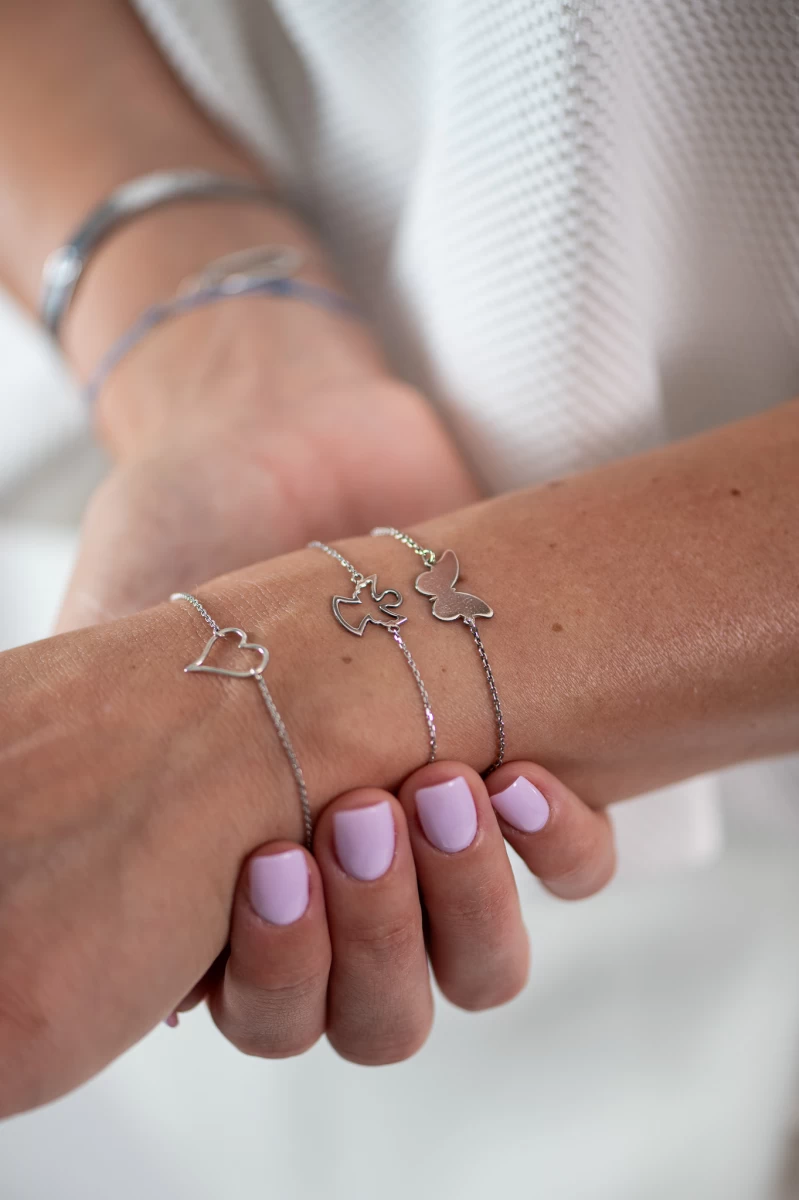 Kontúr Belle Szív Fehér Arany Karkötő