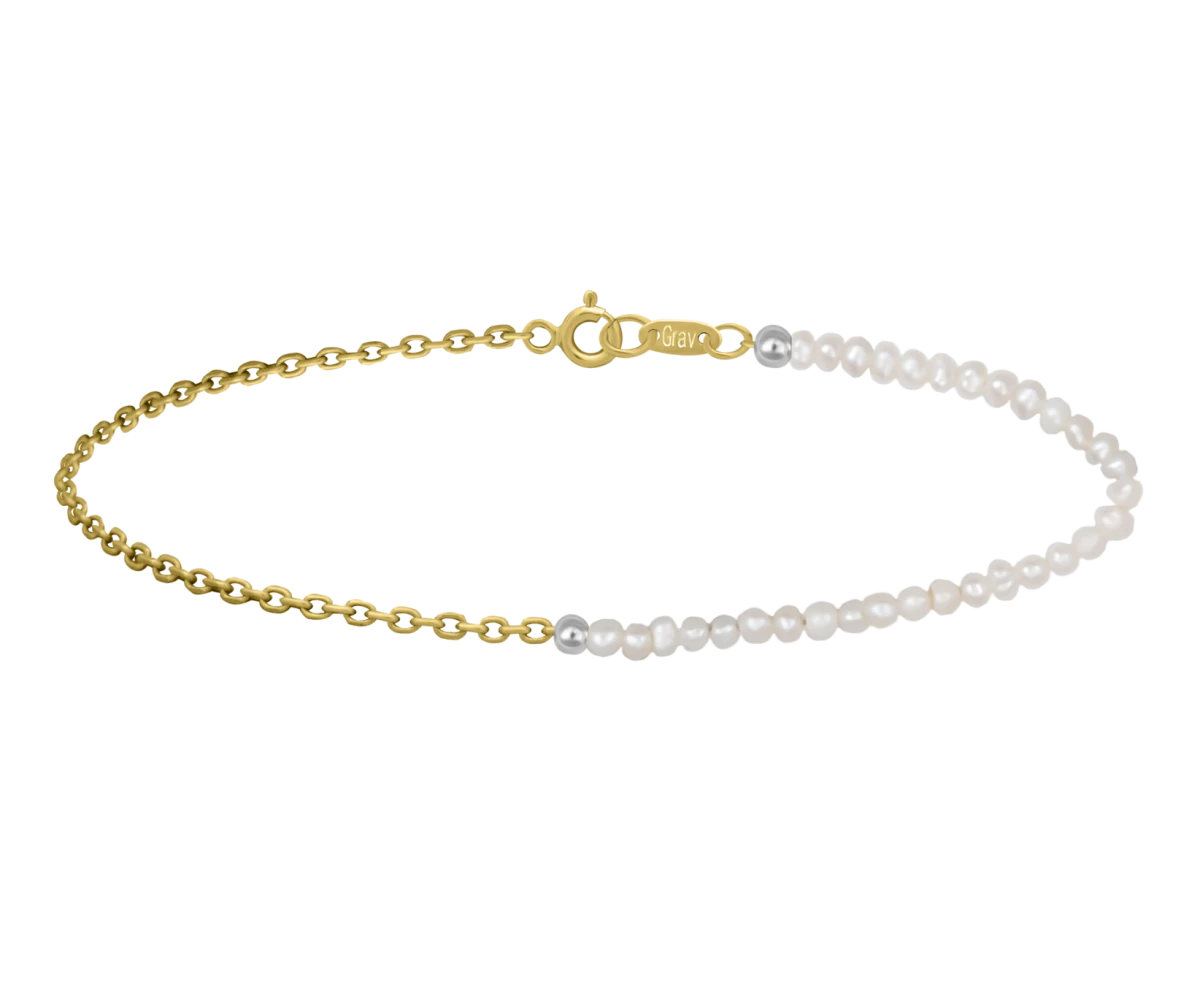 Kis Gyöngy Lánc Sárga Arany Karkötő