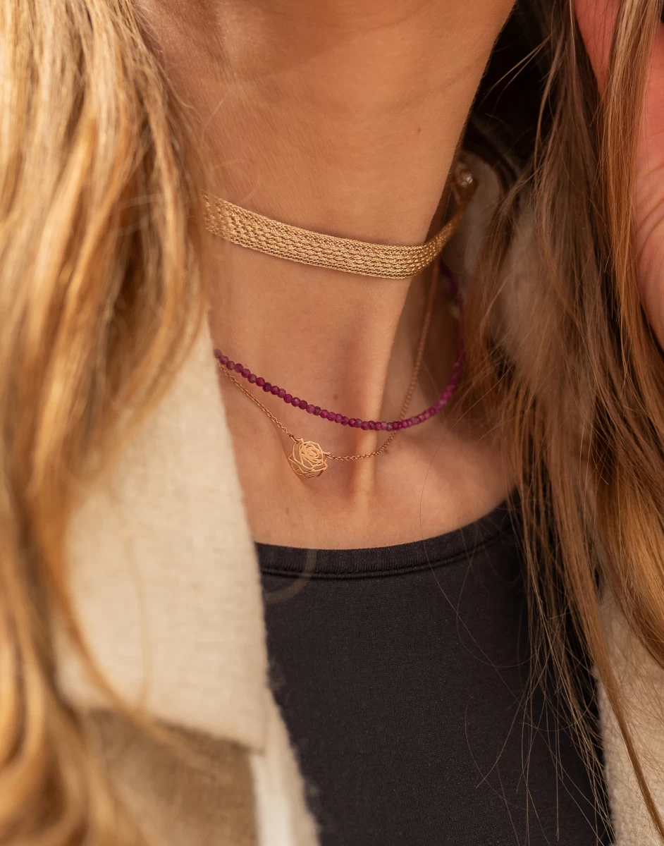 Rózsa Fehér Arany Nyaklánc