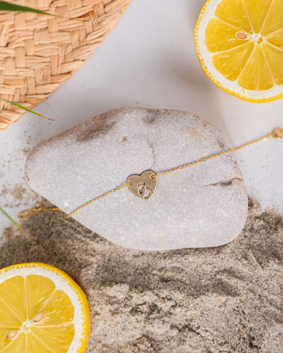 Szívben Baba Talp Vörös Arany Karkötő