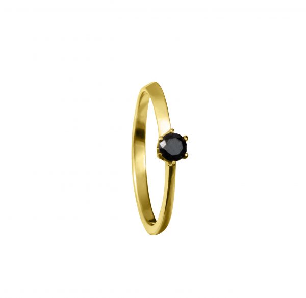 Fekete Brill Köves Sárga Arany Gyűrű