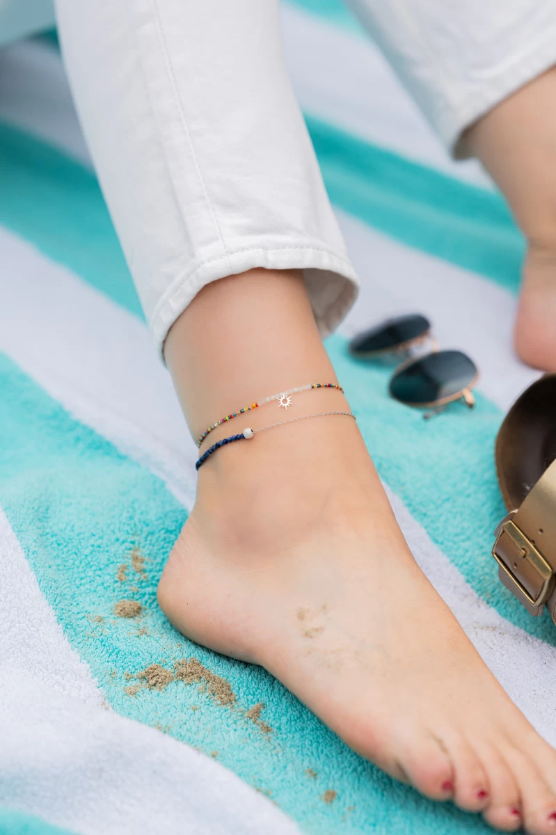 Színes Desing Gyöngy Nap Medál Ezüst 925 Karkötő