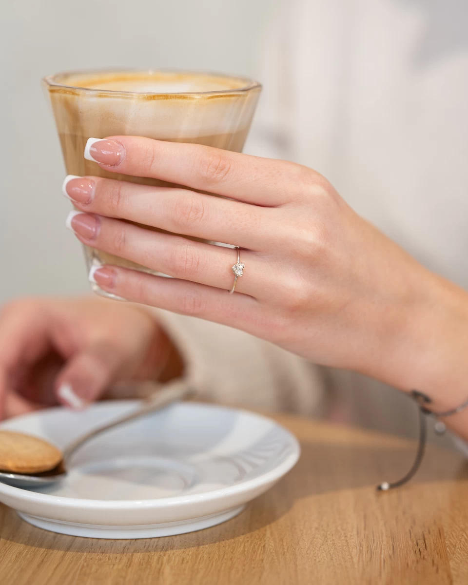 Cirkónia Féldrágakő Szív Sárga Arany 14K Gyűrű