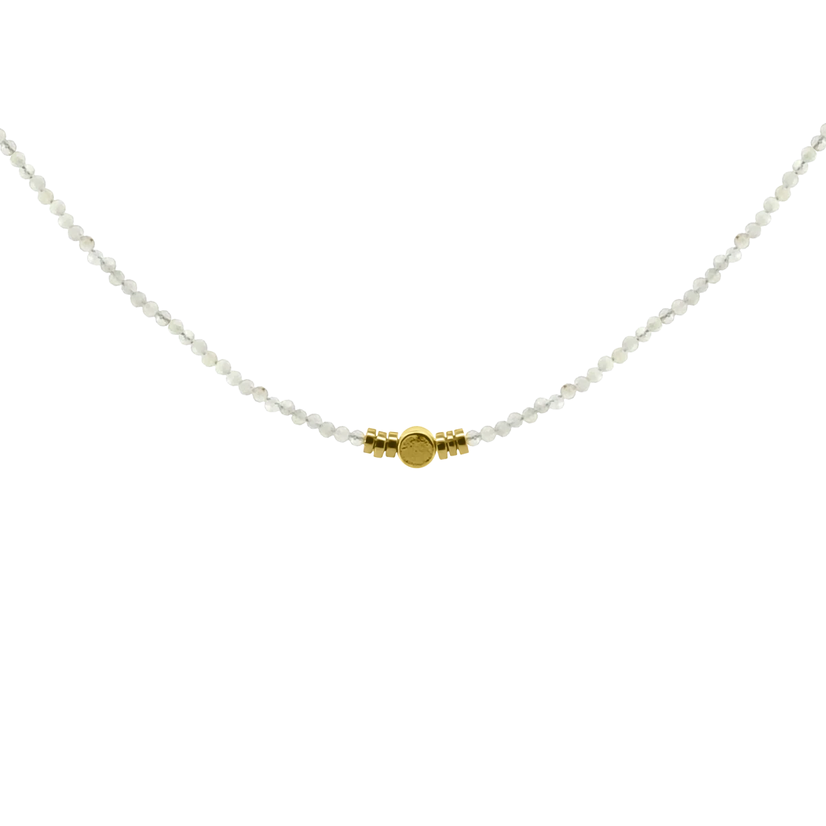 Holdkő Ásvány Sárga Aranyozott Kör Ezüst 925 Nyaklánc