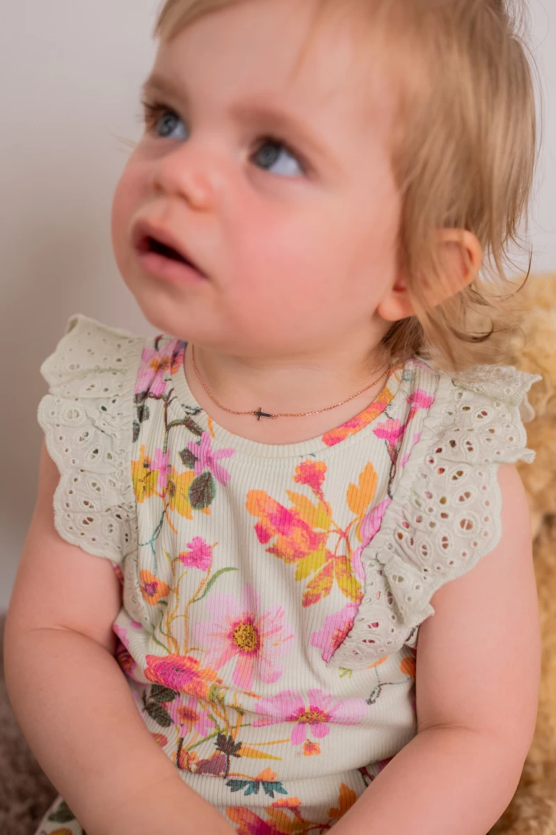 Kereszt Baby Fehér Arany 14K Nyaklánc