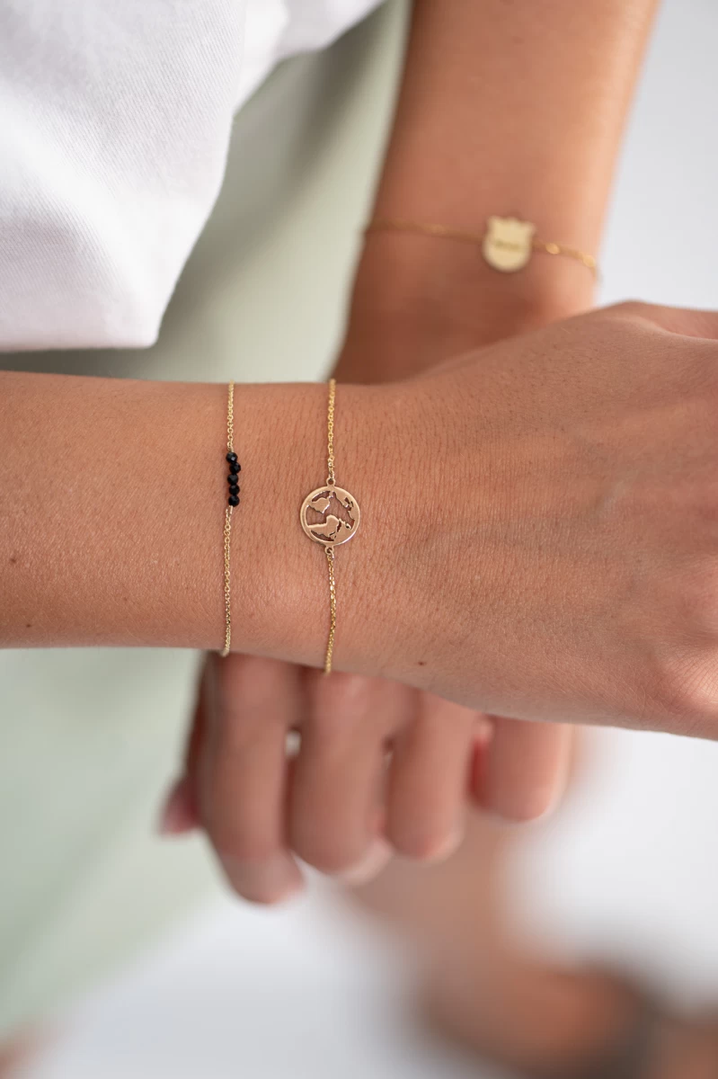 Fekete Kristály Arany Karkötő