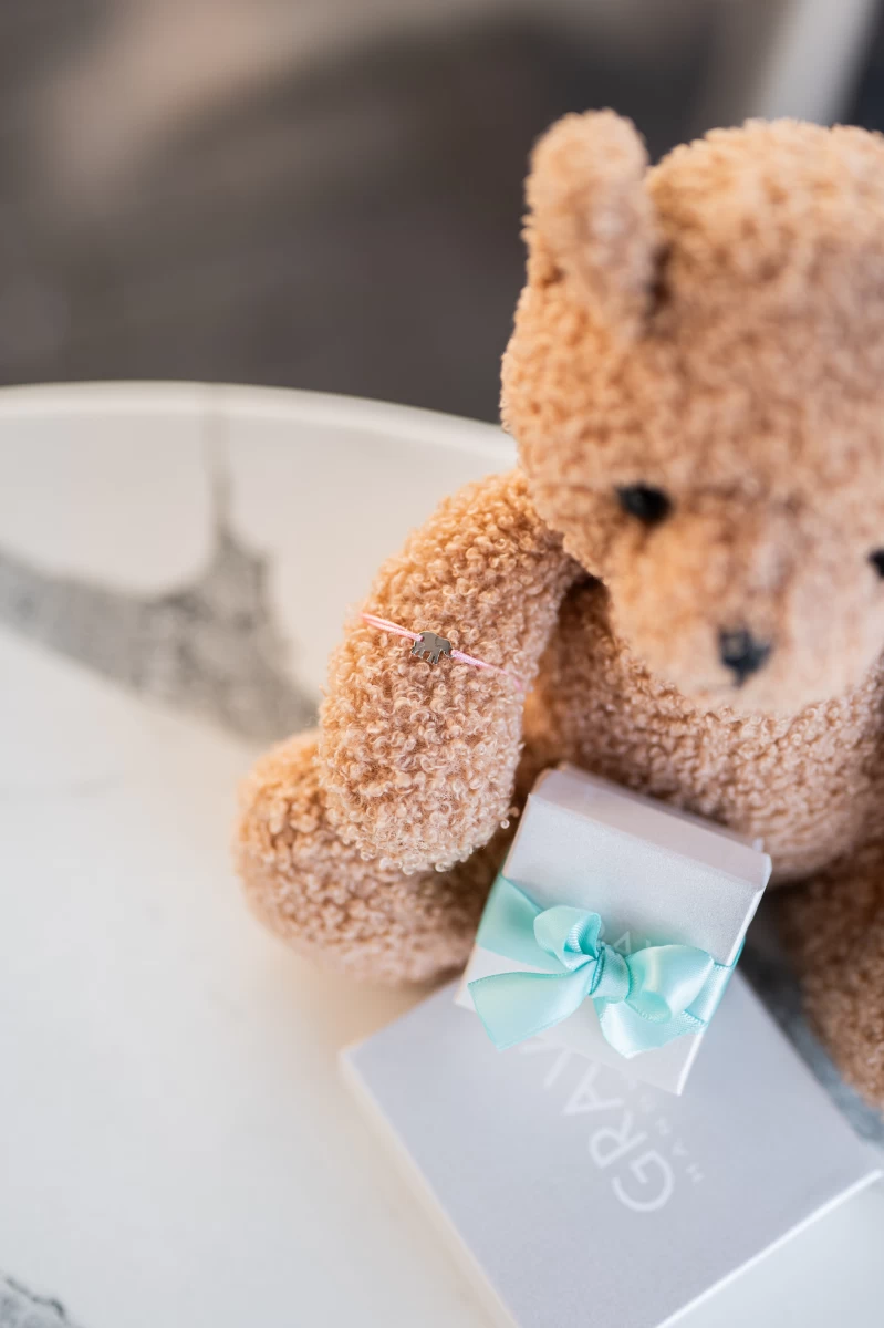 Elefánt Baby Fehér Arany 14K Fonalas Karkötő