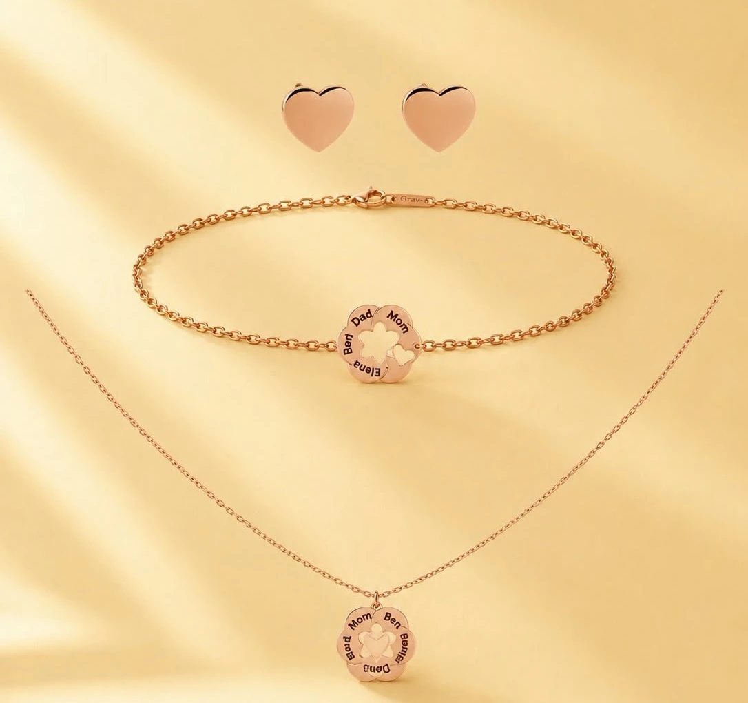 Gravírozható Szívek Sárga Arany 14K Karkötő