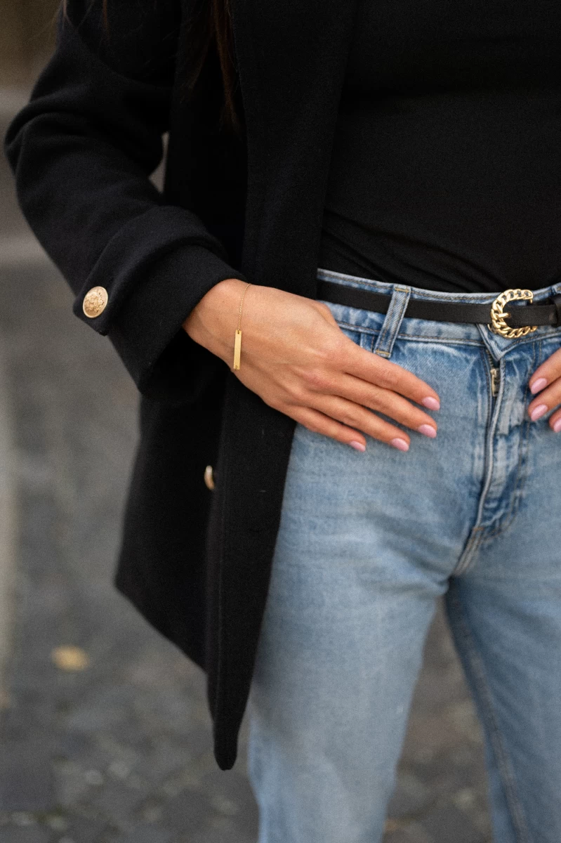 Hosszú Lap Sárga Arany 14K Karkötő