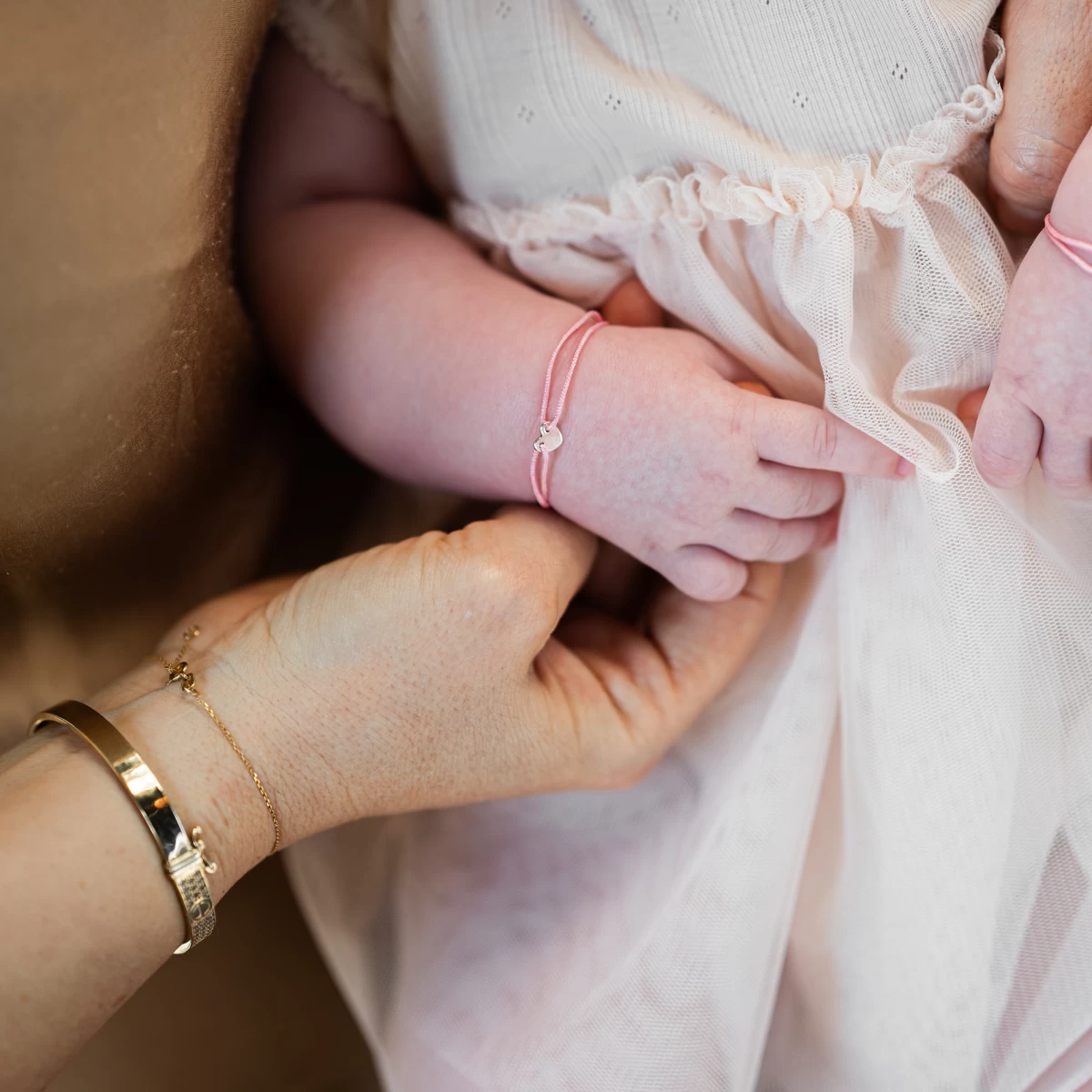 Baba Szív Sárga Arany 14K Fonalas Karkötő