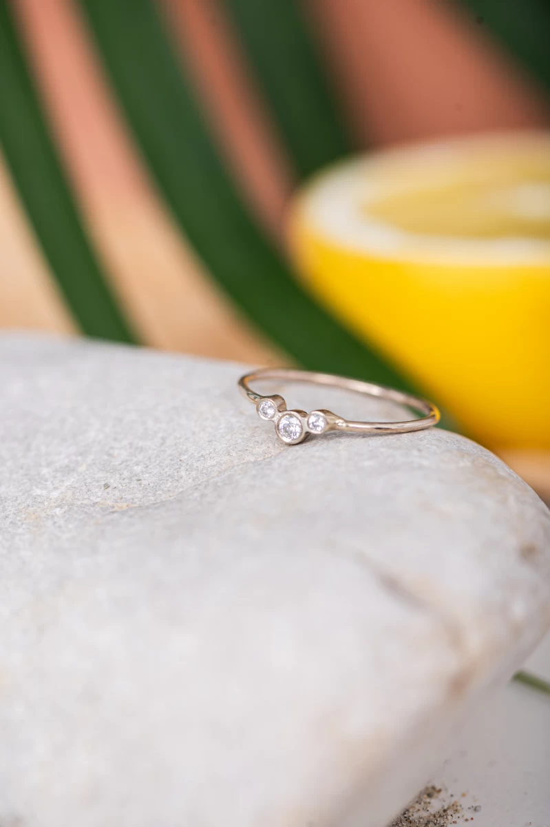 Cirkónia Féldrágakő Ív Arany Gyűrű