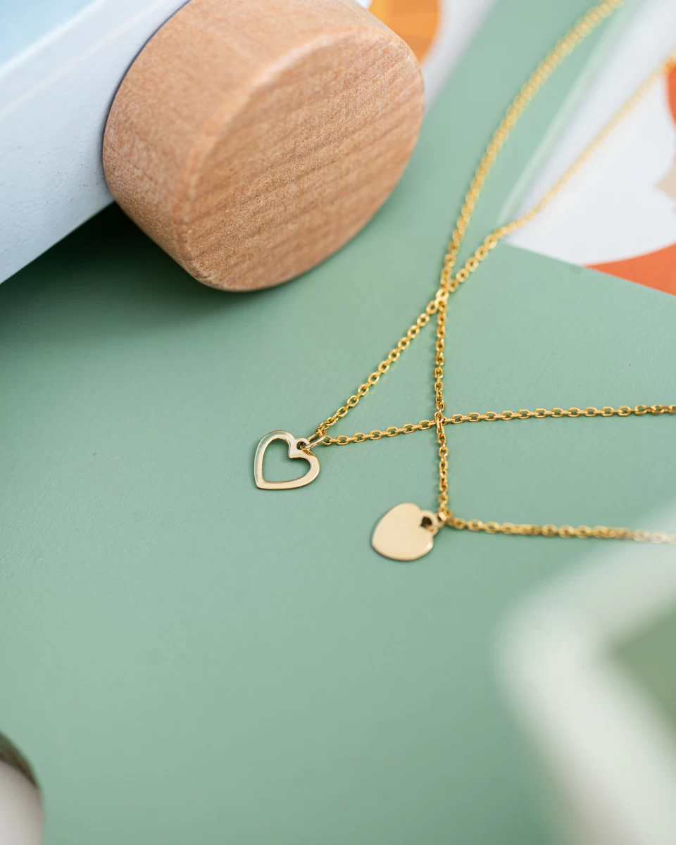 Kontúr Baba Szív Sárga Arany 14K Nyaklánc