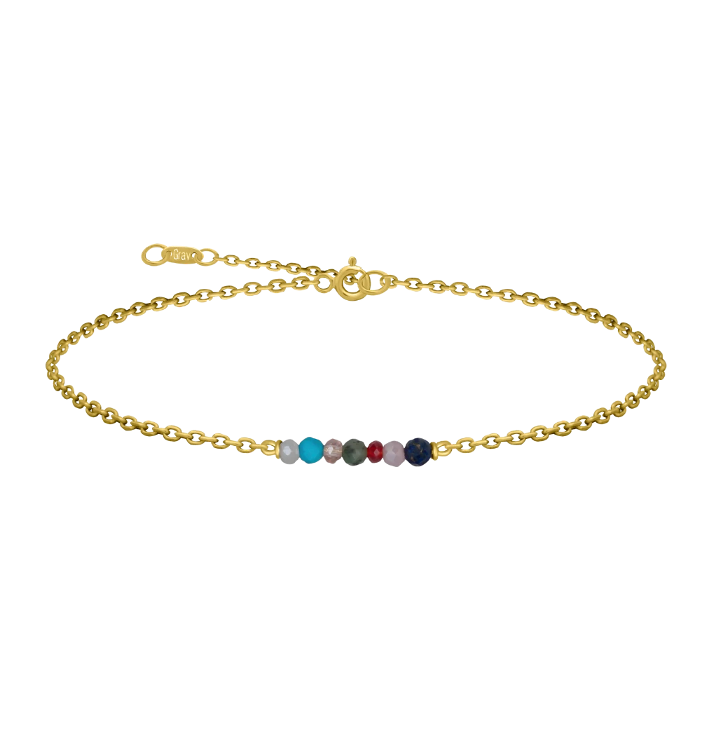 Színes Kristály Sárga Arany 14K Bokalánc