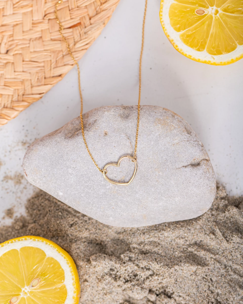 Kontúr Szív Fehér Arany Nyaklánc