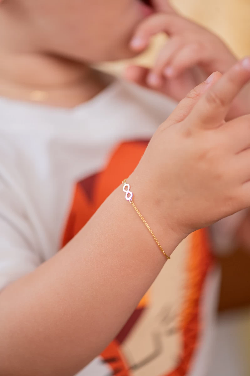 Végtelen Baby Fehér Arany 14K Karkötő