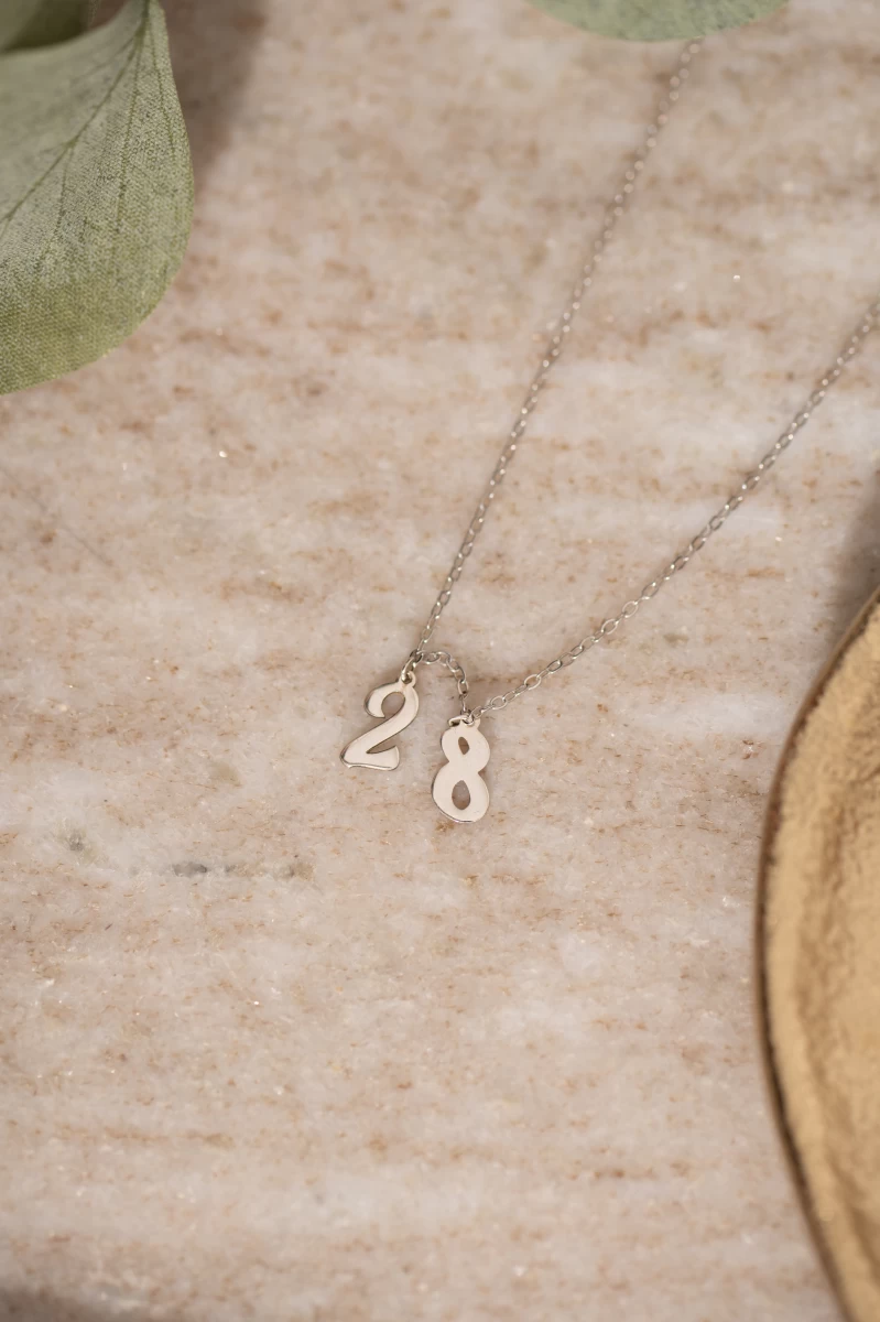 Számok Vörös Arany 14K Nyaklánc