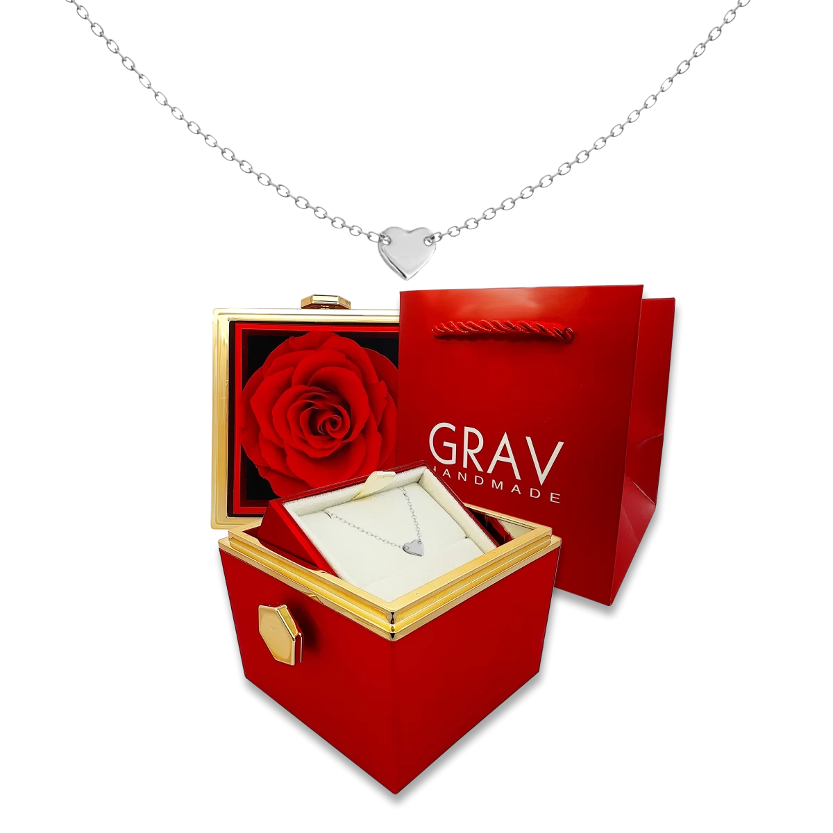 Szív Örök Rózsával Ezüst 925 Nyaklánc